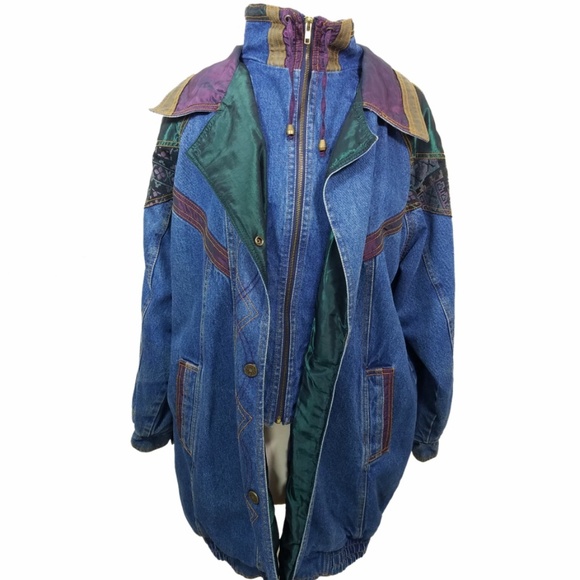 Vintage Jackets & Blazers - Vintage 80's Oversized Denim Jean Jacket Parka